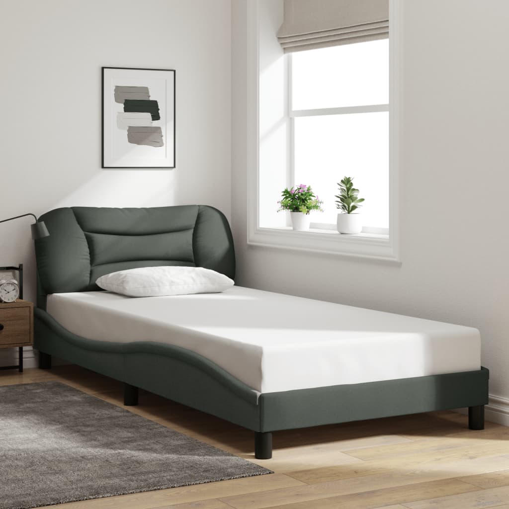 sengeramme med LED uden madras Hvar 100x200 cm stof mørkegrå