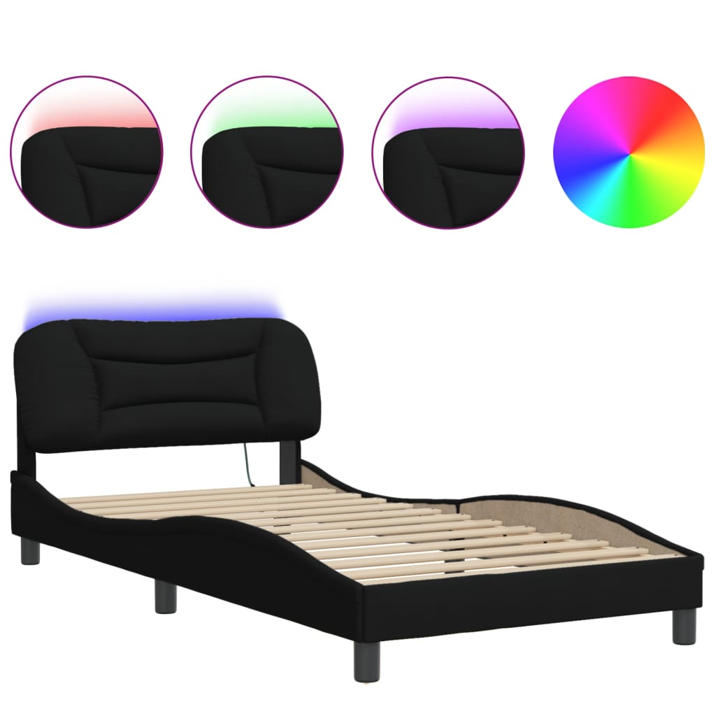 sengeramme med LED uden madras Hvar 100x200 cm stof sort