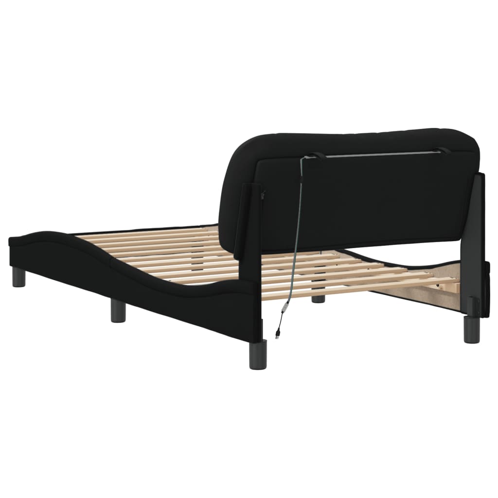 sengeramme med LED uden madras Hvar 100x200 cm stof sort