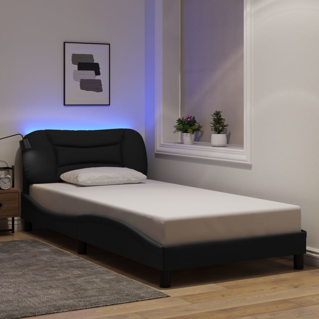 sengeramme med LED uden madras Hvar 100x200 cm stof sort