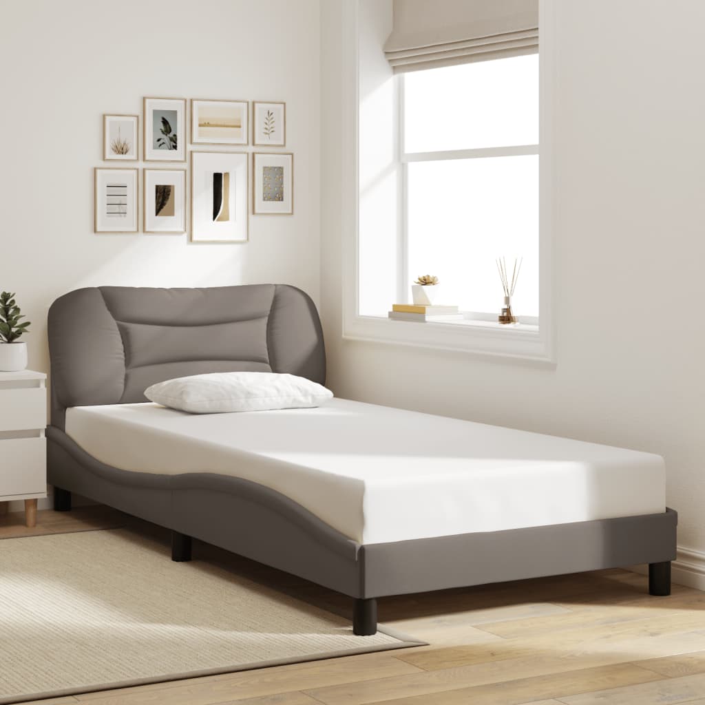 sengeramme med LED uden madras Hvar 100x200 cm stof gråbrun