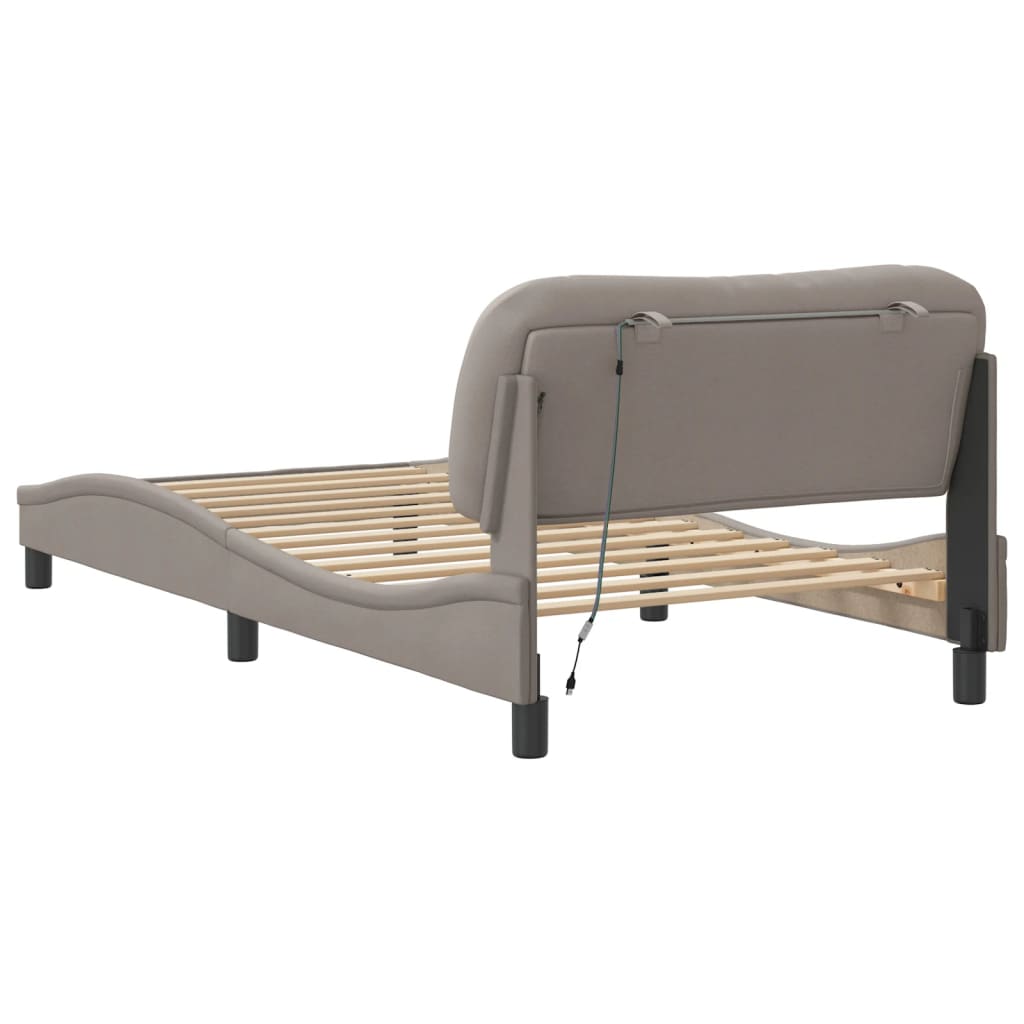 sengeramme med LED uden madras Hvar 100x200 cm stof gråbrun