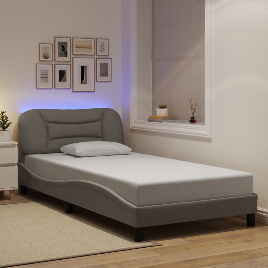 sengeramme med LED uden madras Hvar 100x200 cm stof gråbrun