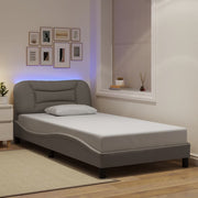 sengeramme med LED uden madras Hvar 100x200 cm stof gråbrun