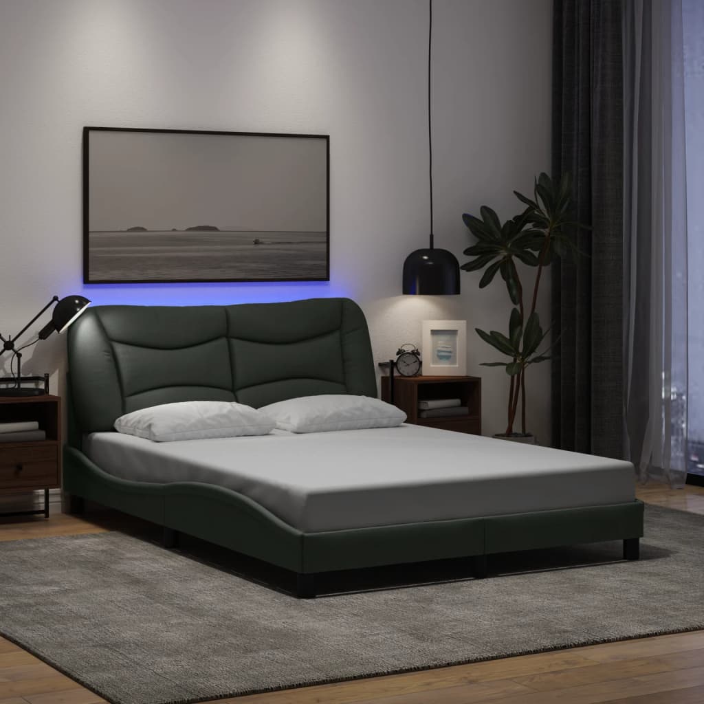 sengeramme med LED uden madras Hvar 120x200 cm stof mørkegrå