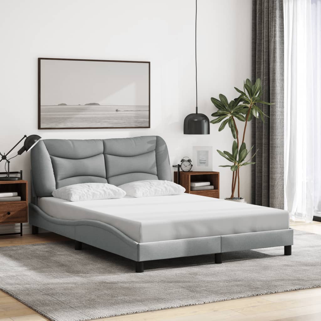 sengeramme med LED uden madras Hvar 140x190 cm stof lysegrå