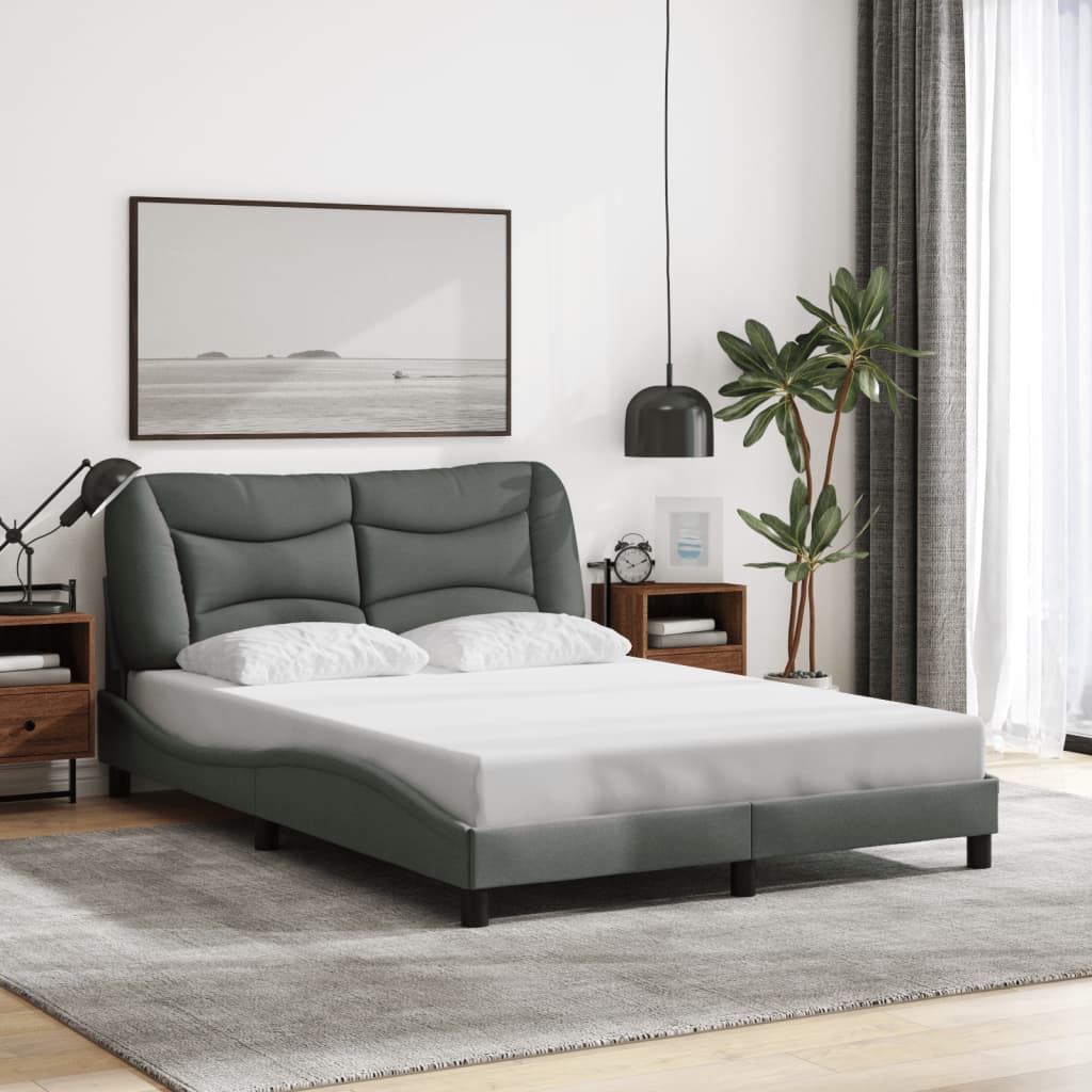 sengeramme med LED uden madras Hvar 140x190 cm stof mørkegrå