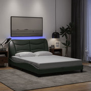 sengeramme med LED uden madras Hvar 140x190 cm stof mørkegrå