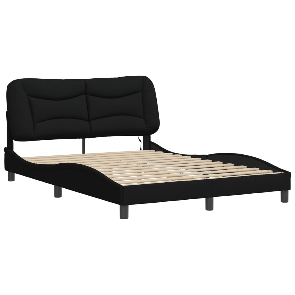 sengeramme med LED uden madras Hvar 140x190 cm stof sort
