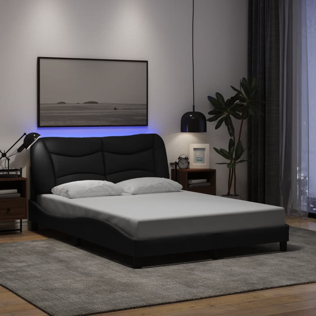sengeramme med LED uden madras Hvar 140x190 cm stof sort