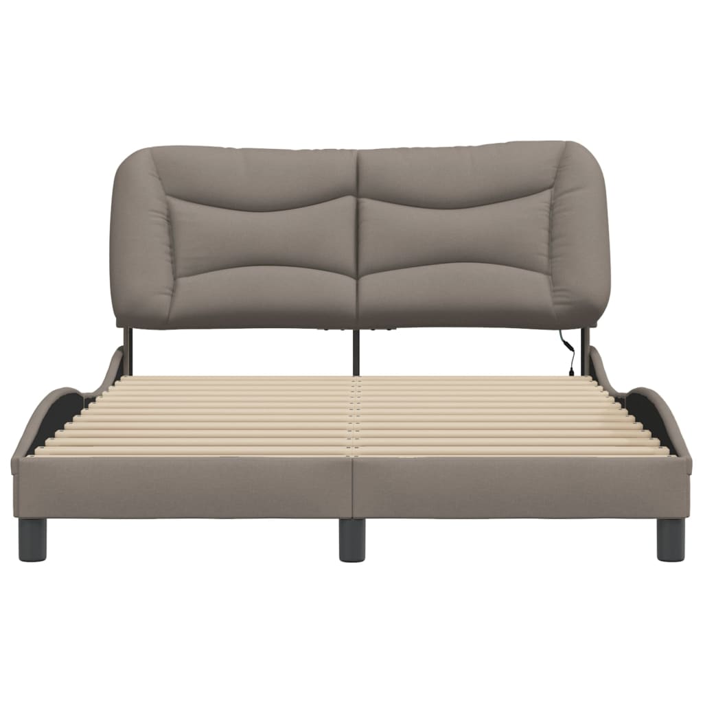 sengeramme med LED uden madras Hvar 140x190 cm stof gråbrun
