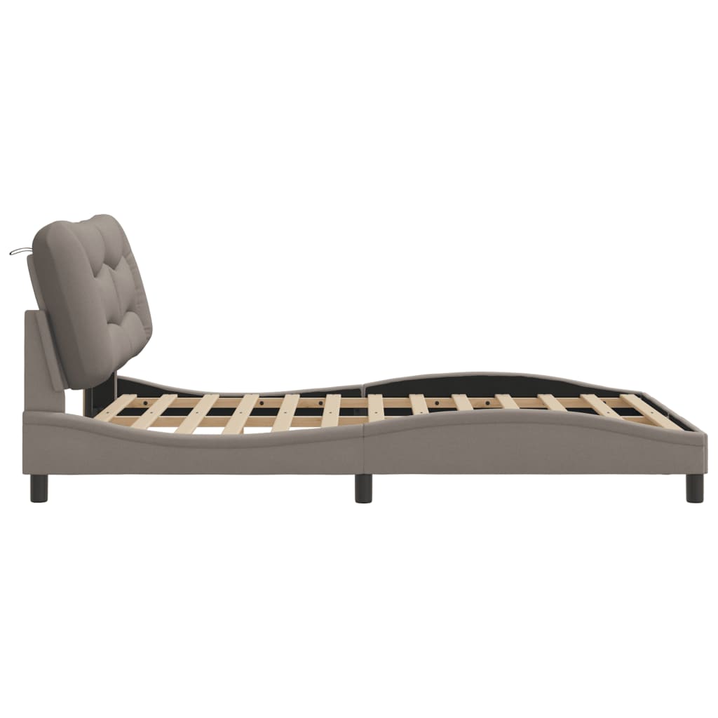 sengeramme med LED uden madras Hvar 140x190 cm stof gråbrun