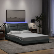 sengeramme med LED uden madras Hvar 140x200 cm stof lysegrå