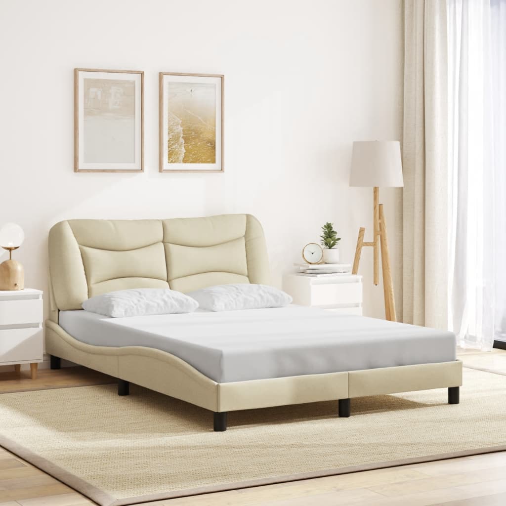 sengeramme med LED uden madras Hvar 140x200 cm stof cremefarvet