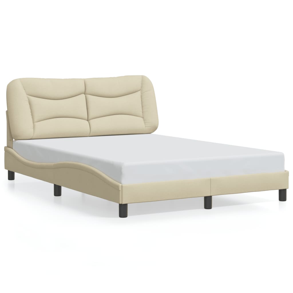 sengeramme med LED uden madras Hvar 140x200 cm stof cremefarvet