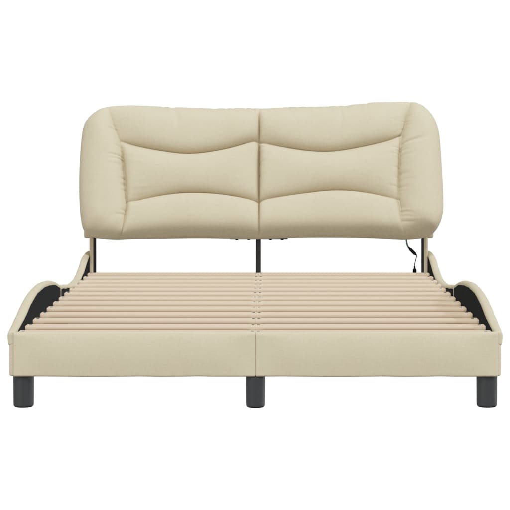 sengeramme med LED uden madras Hvar 140x200 cm stof cremefarvet