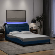 sengeramme med LED uden madras Hvar 140x200 cm stof blå