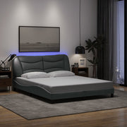 sengeramme med LED uden madras Hvar 160x200 cm stof lysegrå