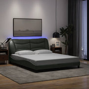 sengeramme med LED uden madras Hvar 160x200 cm stof mørkegrå