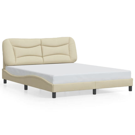 sengeramme med LED uden madras Hvar 160x200 cm stof cremefarvet
