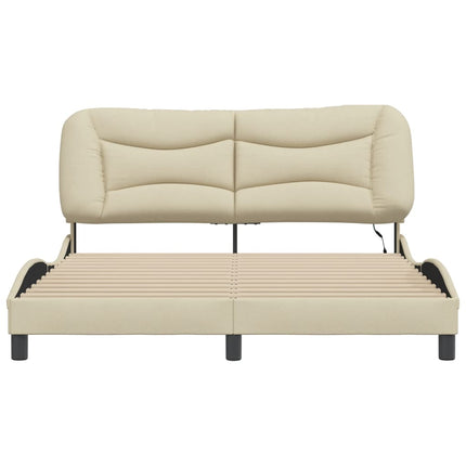 sengeramme med LED uden madras Hvar 160x200 cm stof cremefarvet