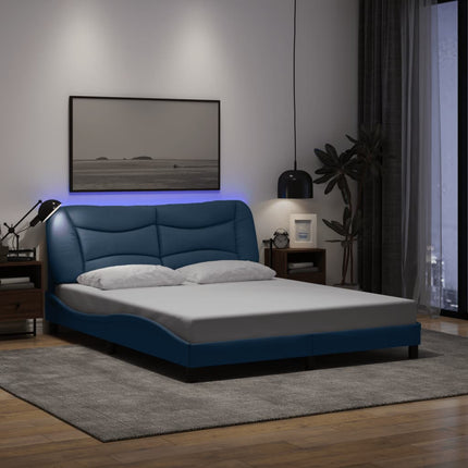 sengeramme med LED uden madras Hvar 160x200 cm stof blå