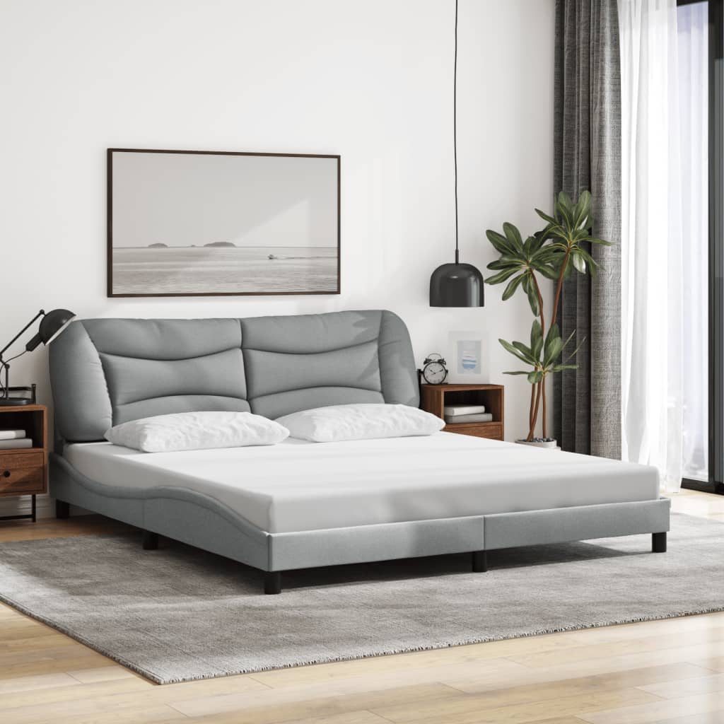 sengeramme med LED uden madras Hvar 180x200 cm stof grå