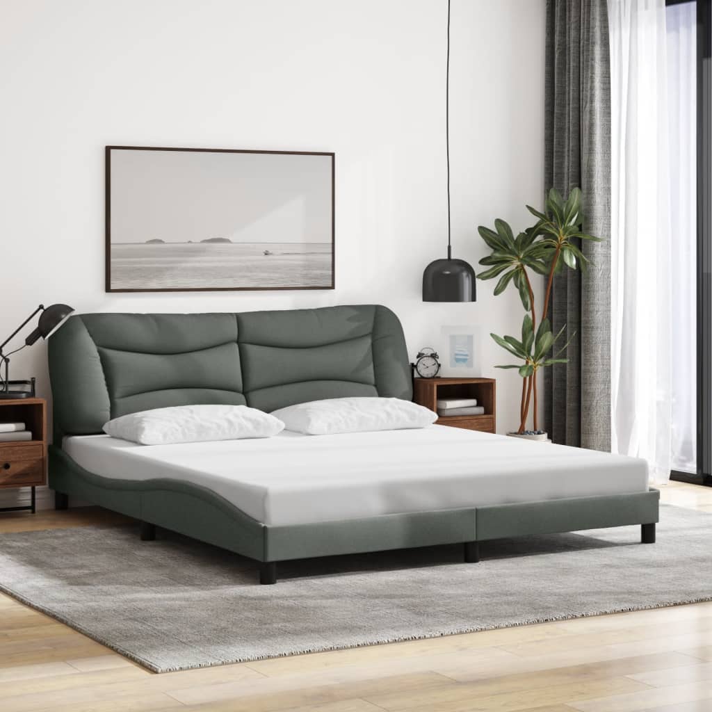 sengeramme med LED uden madras Hvar 180x200 cm stof mørkegrå