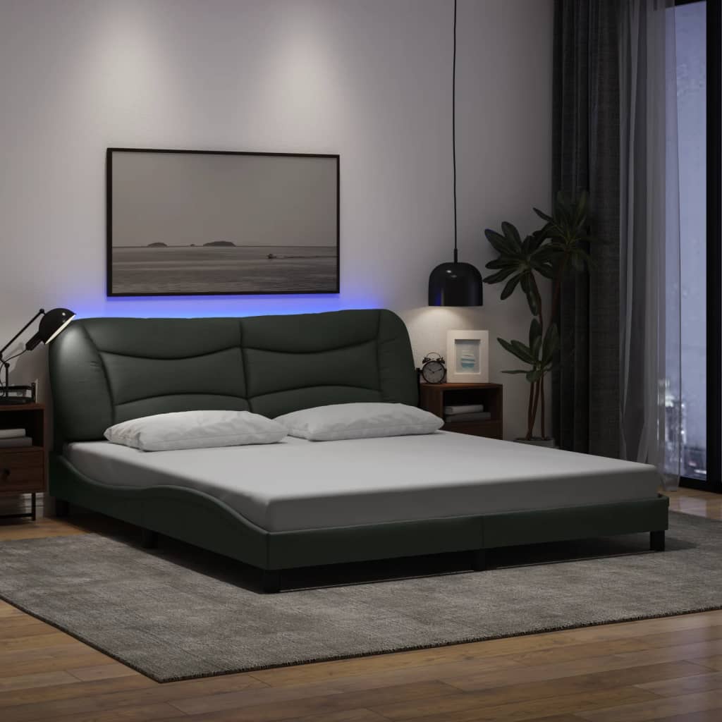 sengeramme med LED uden madras Hvar 180x200 cm stof mørkegrå