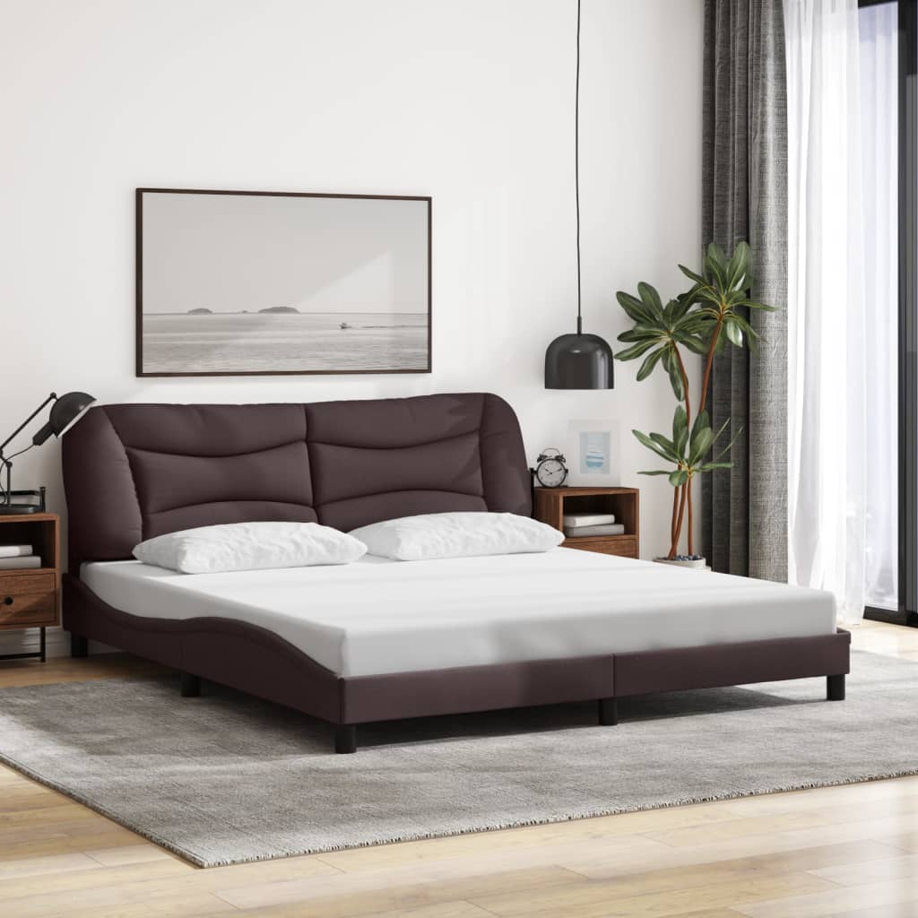 sengeramme med LED uden madras Hvar 180x200 cm stof mørkebrun