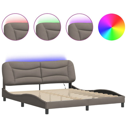 sengeramme med LED uden madras Hvar 180x200 cm stof gråbrun