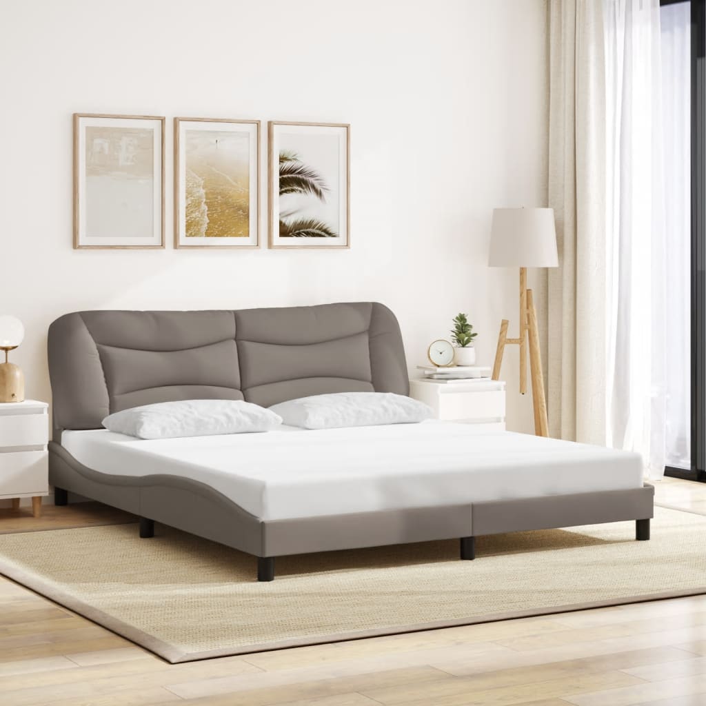 sengeramme med LED uden madras Hvar 180x200 cm stof gråbrun