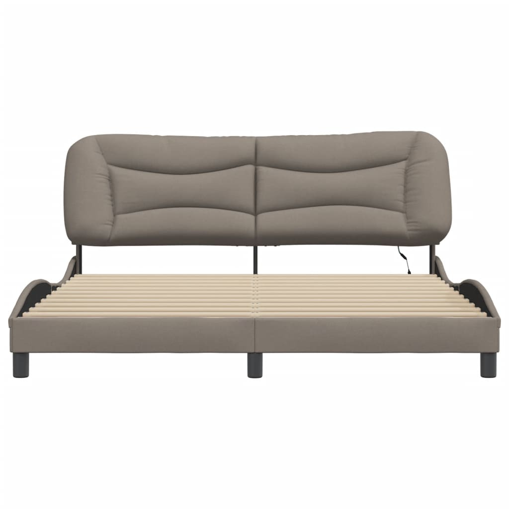 sengeramme med LED uden madras Hvar 180x200 cm stof gråbrun