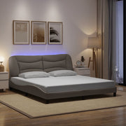 sengeramme med LED uden madras Hvar 180x200 cm stof gråbrun