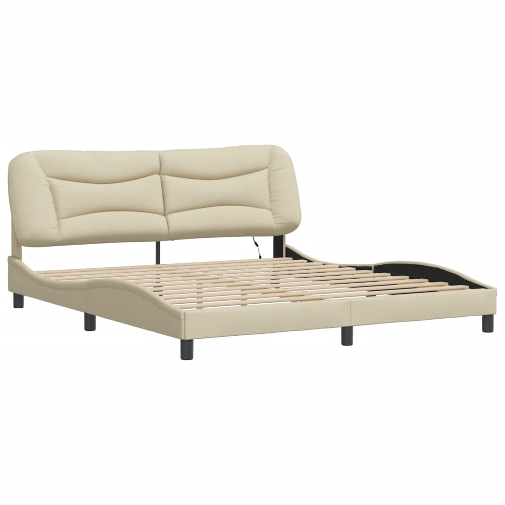sengeramme med LED uden madras Hvar 180x200 cm stof cremefarvet