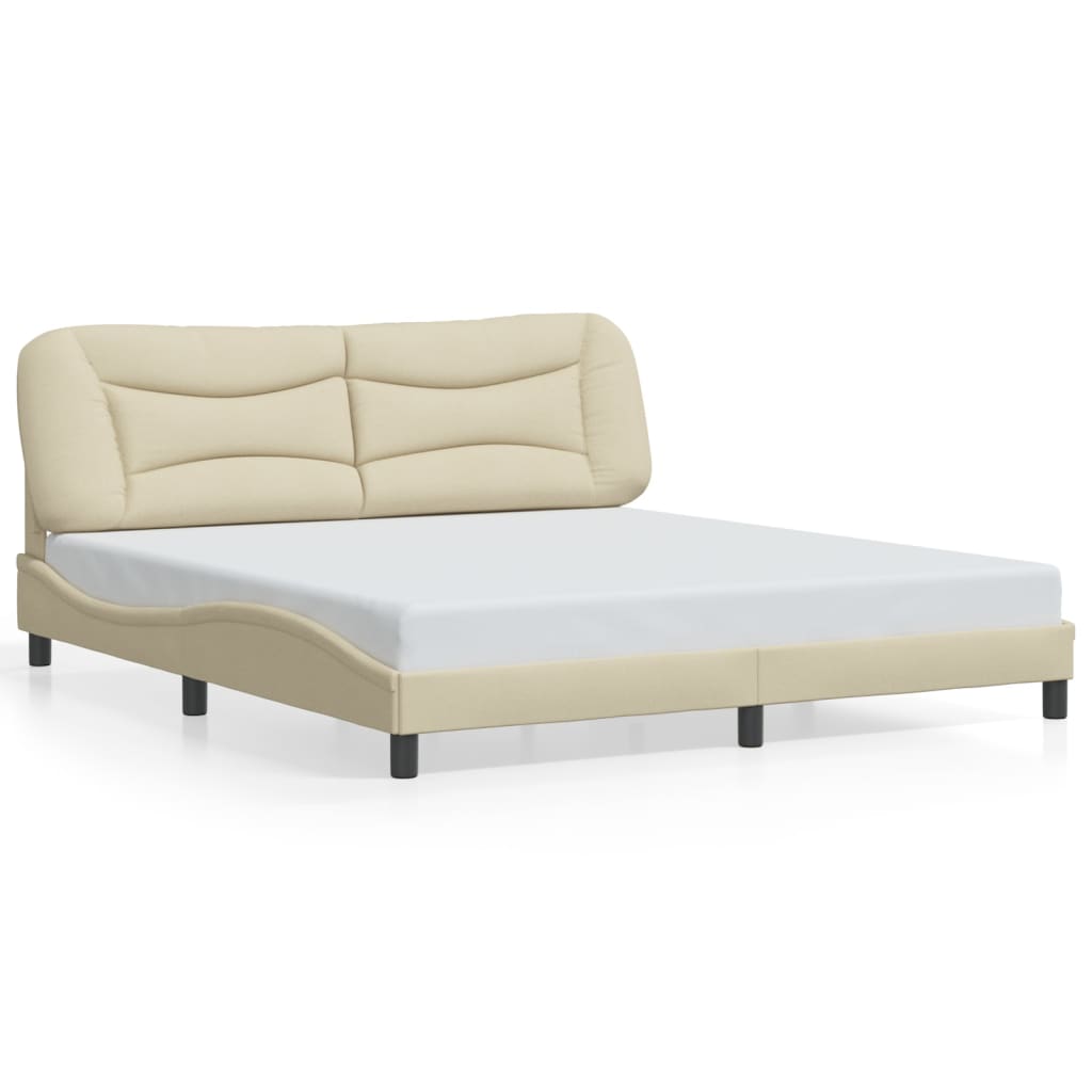 sengeramme med LED uden madras Hvar 180x200 cm stof cremefarvet