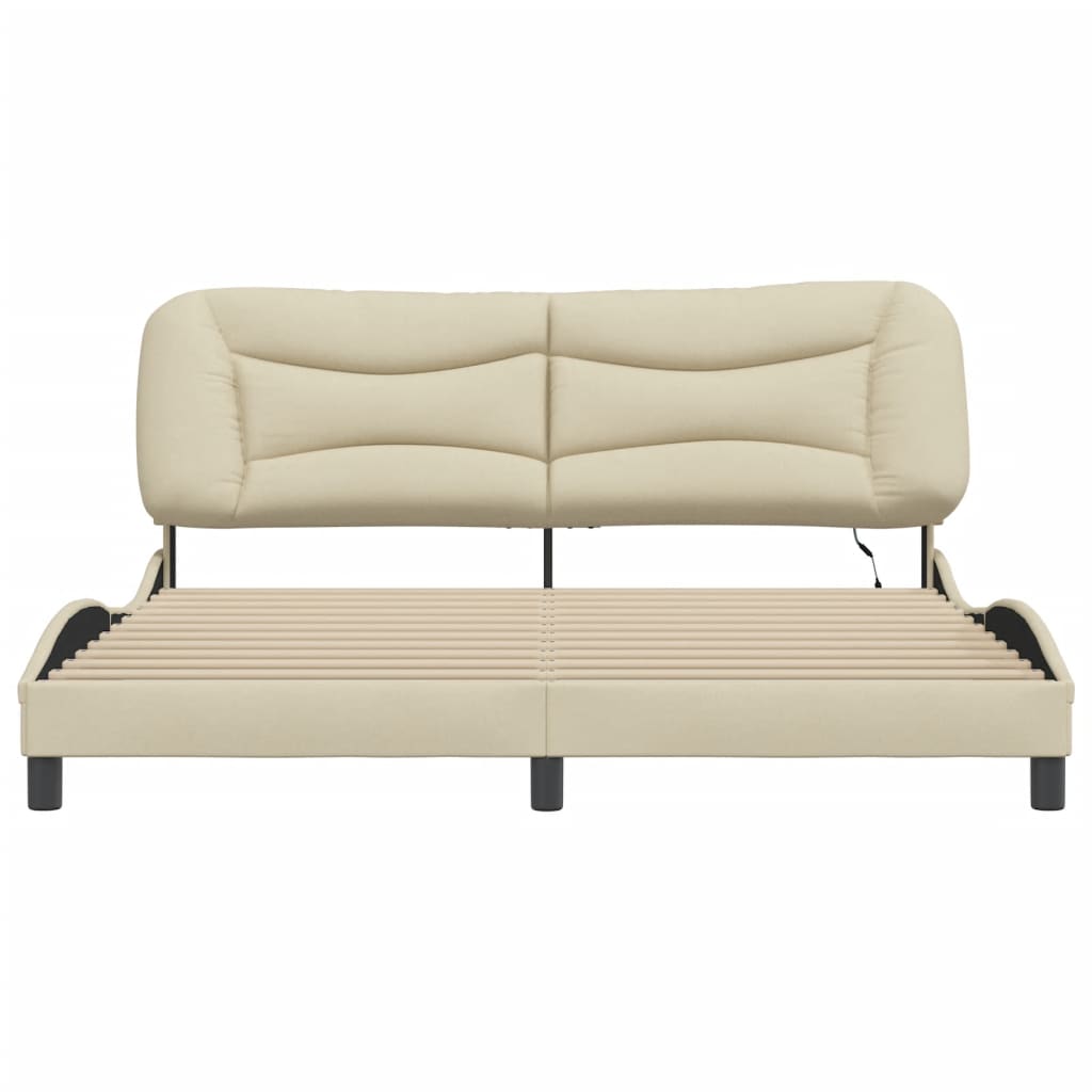sengeramme med LED uden madras Hvar 180x200 cm stof cremefarvet