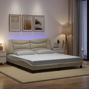 sengeramme med LED uden madras Hvar 180x200 cm stof cremefarvet