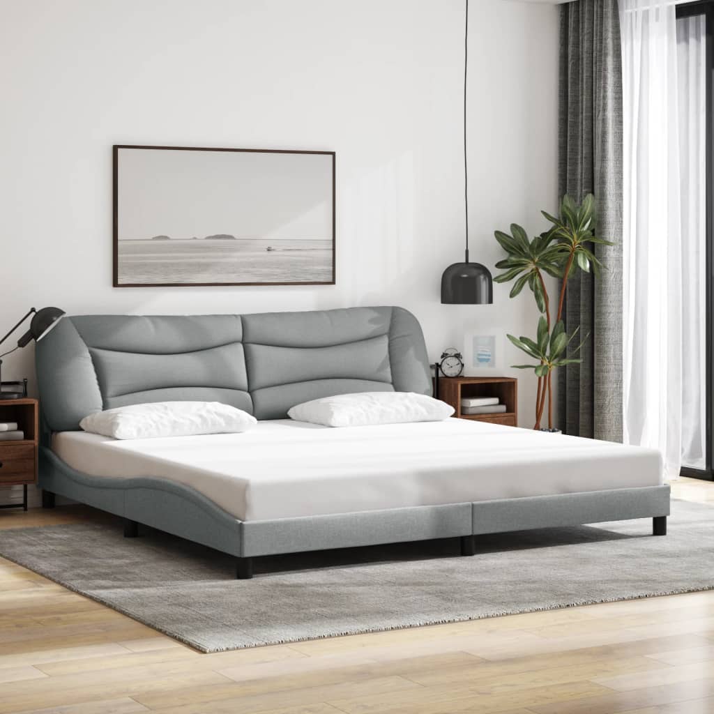sengeramme med LED uden madras Hvar 200x200 cm stof lysegrå