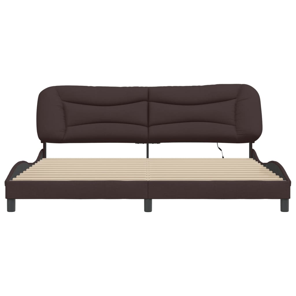 sengeramme med LED uden madras Hvar 200x200 cm stof mørkebrun