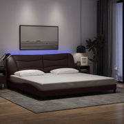 sengeramme med LED uden madras Hvar 200x200 cm stof mørkebrun