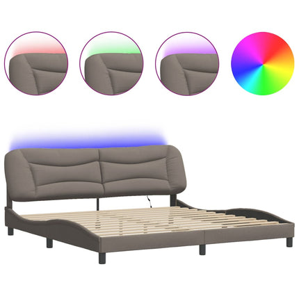 sengeramme med LED uden madras Hvar 200x200 cm stof gråbrun