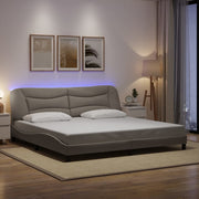 sengeramme med LED uden madras Hvar 200x200 cm stof gråbrun