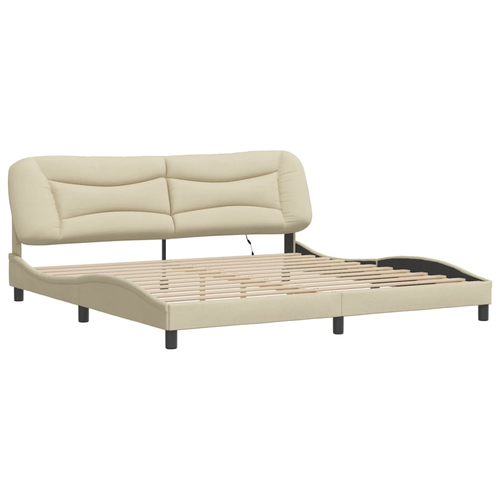 sengeramme med LED uden madras Hvar 200x200 cm stof cremefarvet