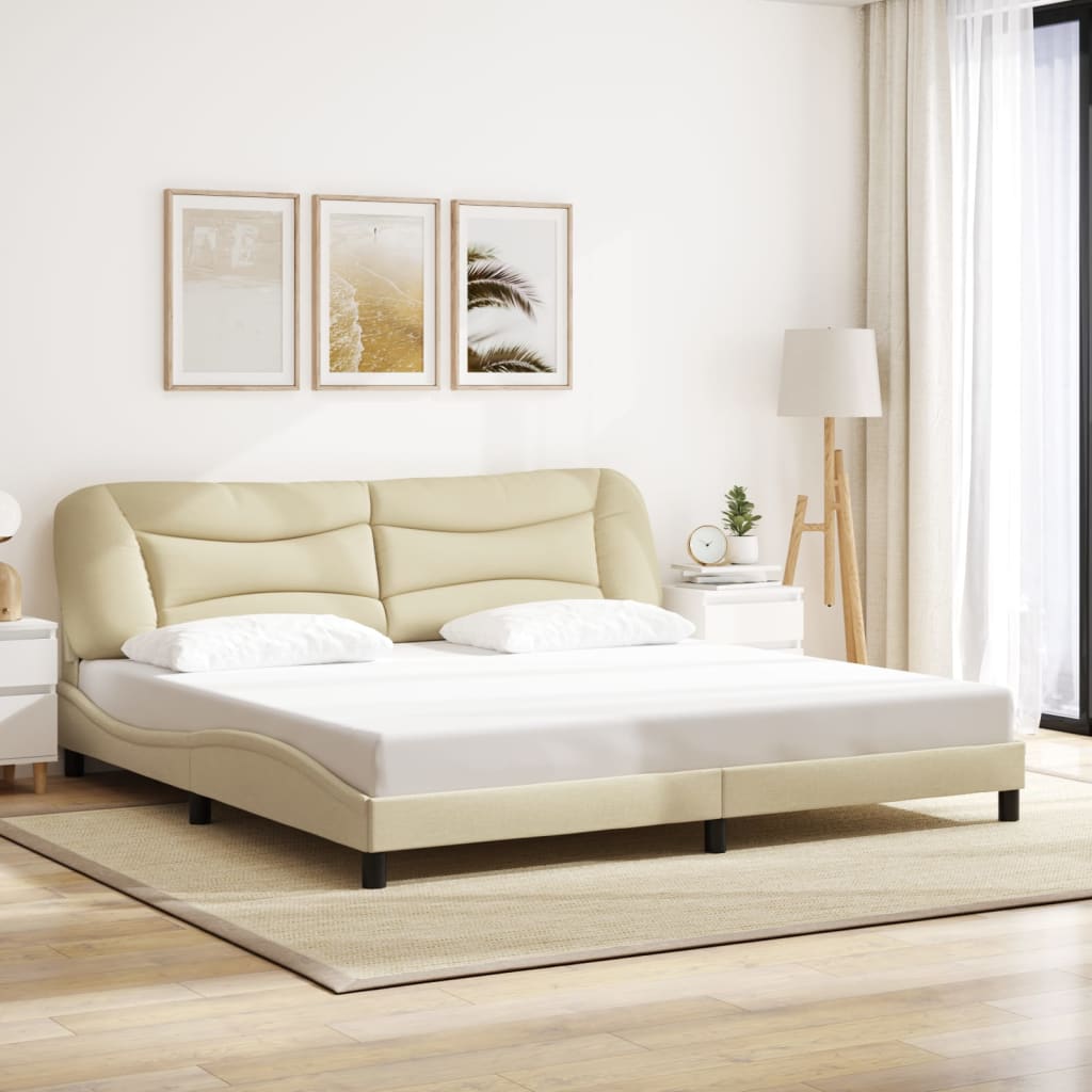 sengeramme med LED uden madras Hvar 200x200 cm stof cremefarvet