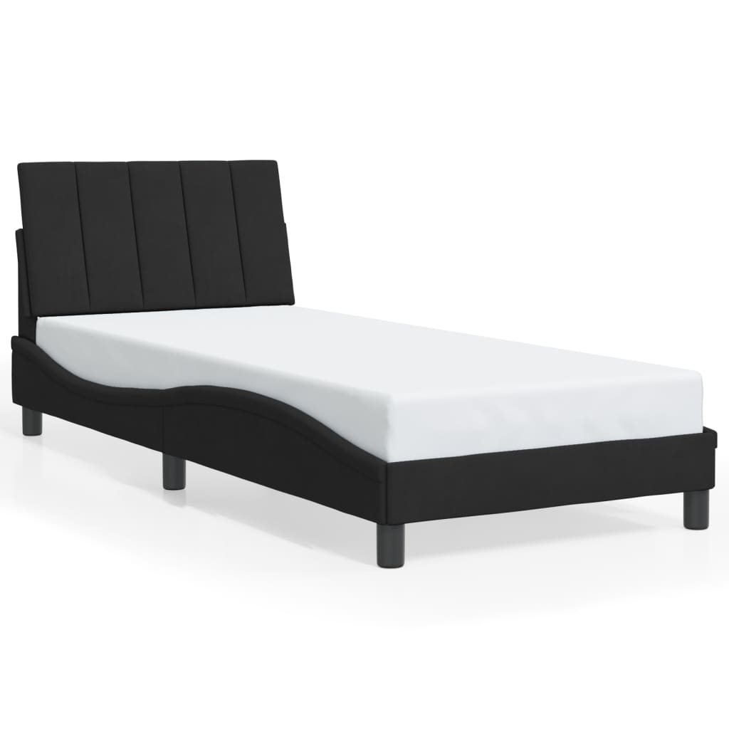 sengeramme med LED uden madras Hanko 80x200 cm velour sort