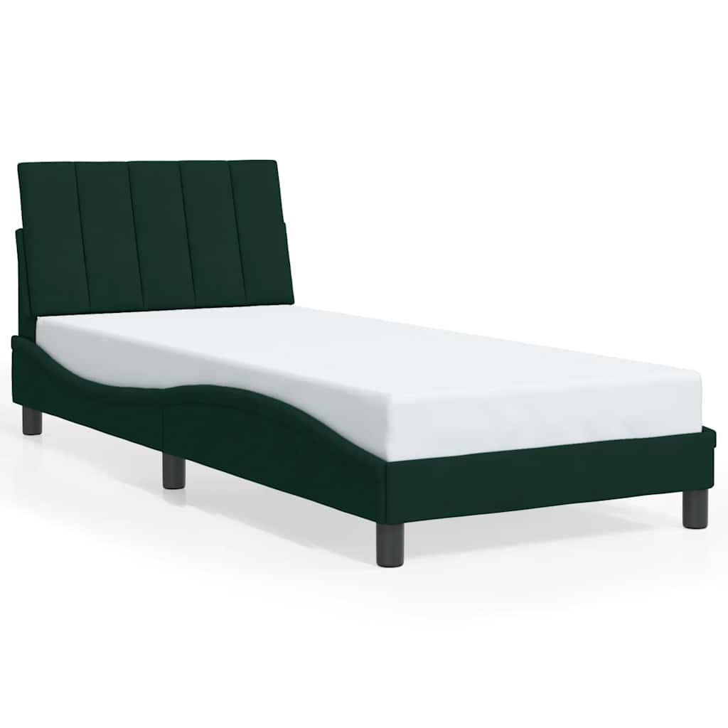 sengeramme med LED uden madras Hanko 80x200 cm velour mørkegrøn