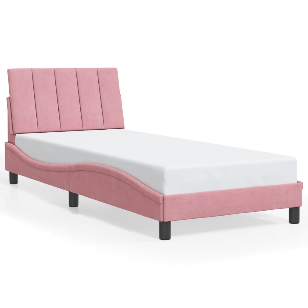 sengeramme med LED uden madras Hanko 80x200 cm velour pink