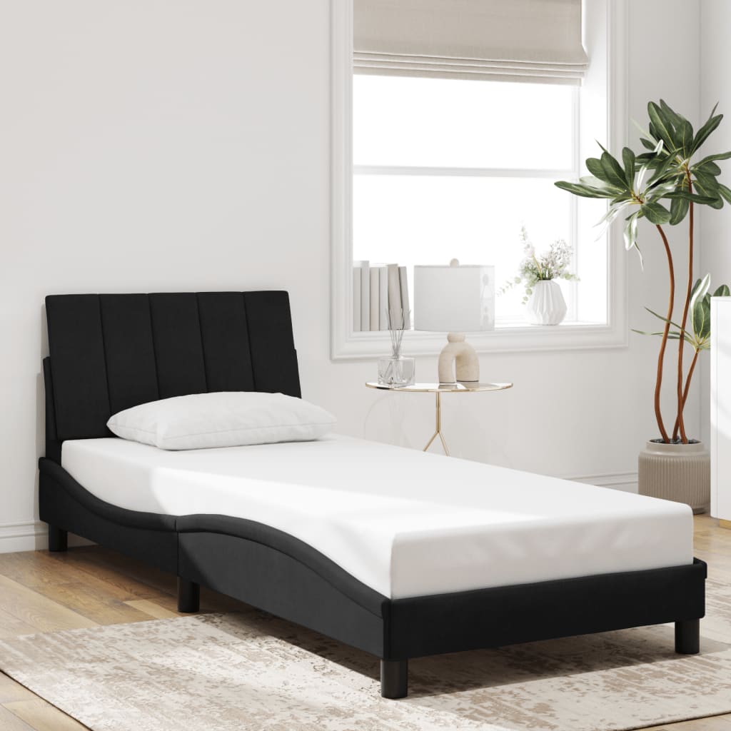 sengeramme med LED uden madras Hanko 90x190 cm velour sort