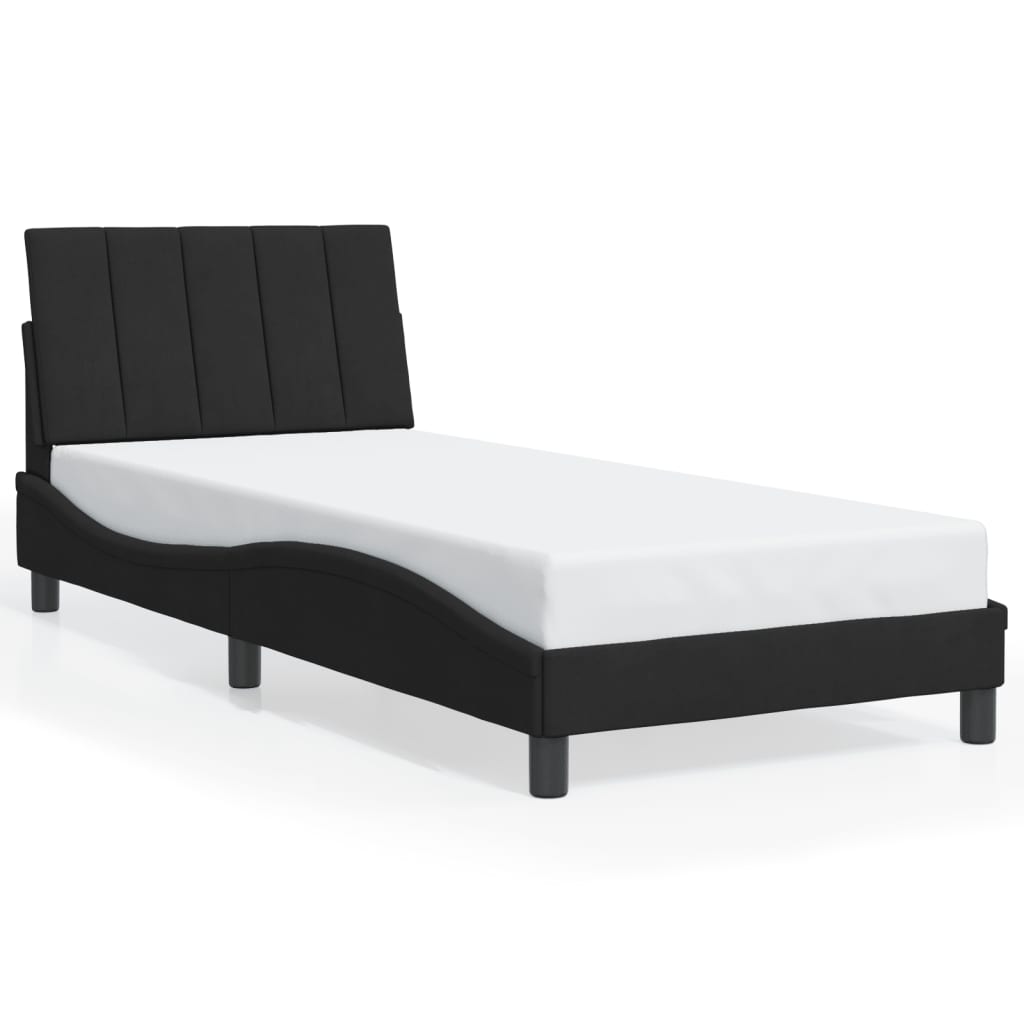 sengeramme med LED uden madras Hanko 90x190 cm velour sort
